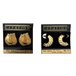 Citation Vintage Gold Plated Enamel Earrings Set (2)